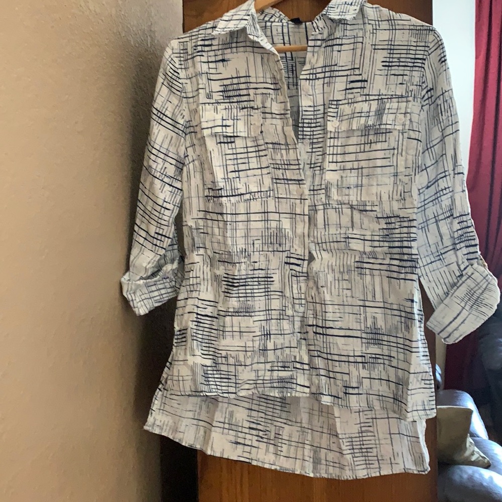 Ladies button down linen dress shirt